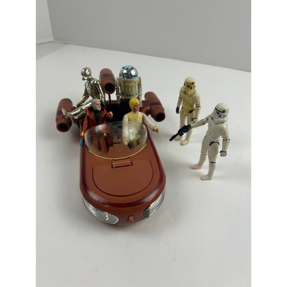 Kenner Star Wars 1978 Landspeeder + Luke, Ben, R2, C3PO, 2 Stormtroopers Lot - Picture 1 of 16